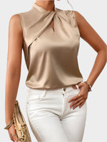 Elegantna Satenasta Bluza brez Rokavov
