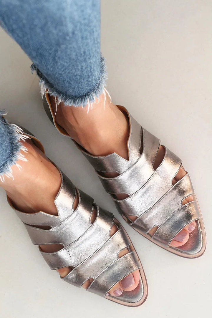 Balerinke cut-out peep toe slip-on casual na konici
