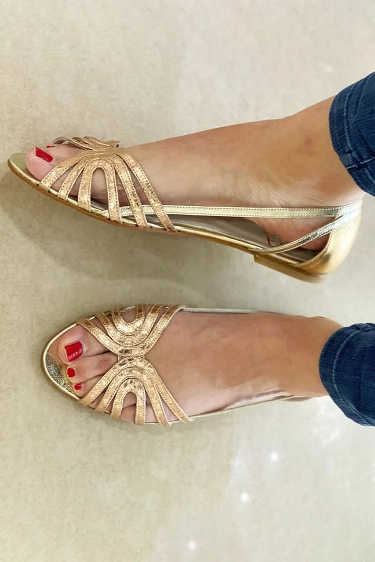 Sandali cut-out peep toe sijoči metalni