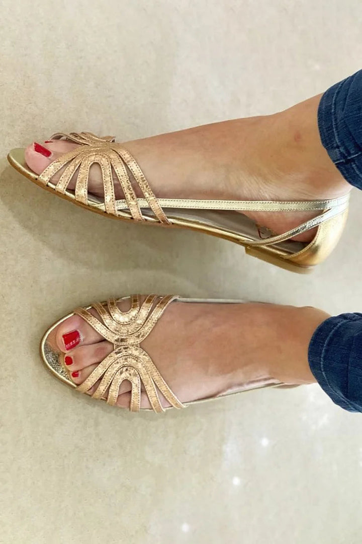 Sandali cut-out peep toe sijoči metalni