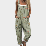 Udobna potiskana salopeta Alma Ljubljana, jumpsuit z vzorcem in udobnim krojem, prikazana v sliki.