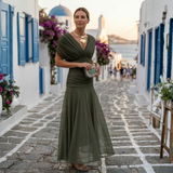 Xenia - Elegantna dolga obleka z V-izrezom