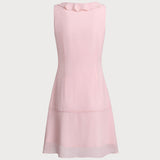Roza Ruffles Brezrokavna Mini Obleka