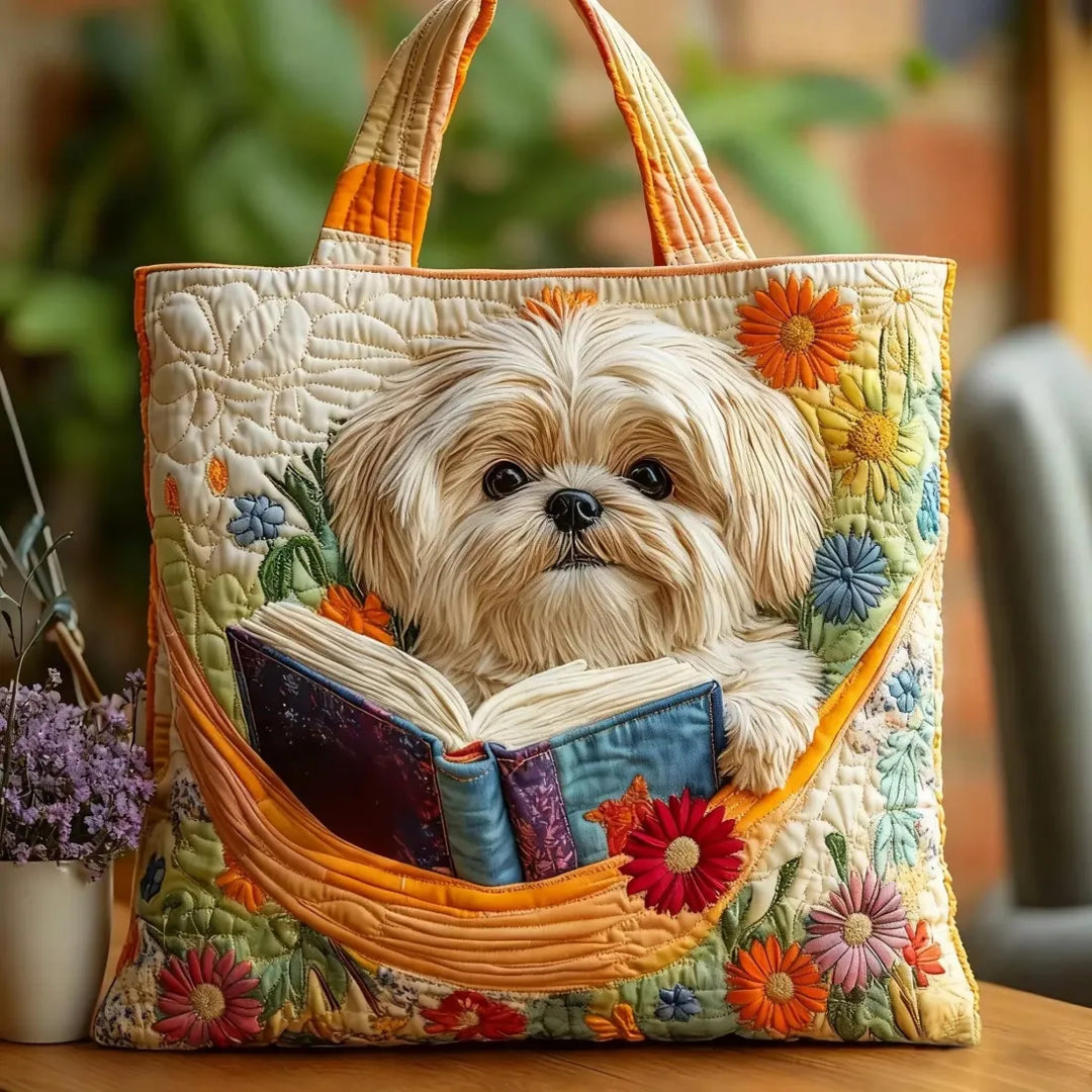 Ročno izdelana torba | Shih Tzu in knjige
