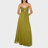 Bela - Maxi obleka s sofisticiranim izrezom