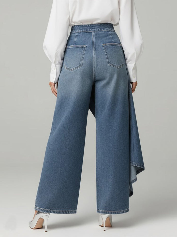 Martina | Jeans z visokim pasom in širokimi nogami, sproščen kroj v elegantnem dizajnu