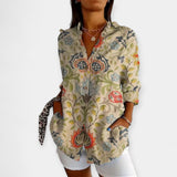 Bluza z Gumbi in Cvetnim Dizajnom