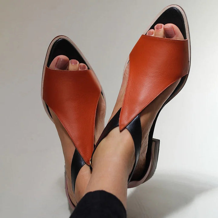Sandali cut-out peep toe barvni blok casual na konici