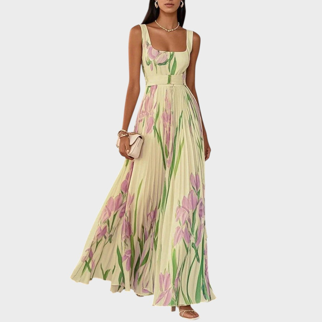 Elaina - Cvetna obleka z naborki