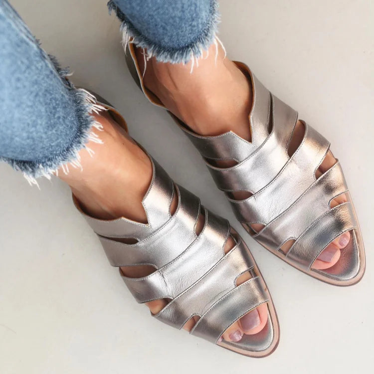 Balerinke cut-out peep toe slip-on casual na konici