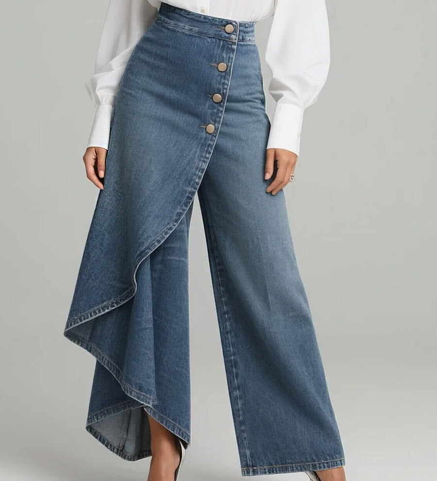 Martina | Jeans z visokim pasom in širokimi nogami, sproščen kroj v elegantnem dizajnu