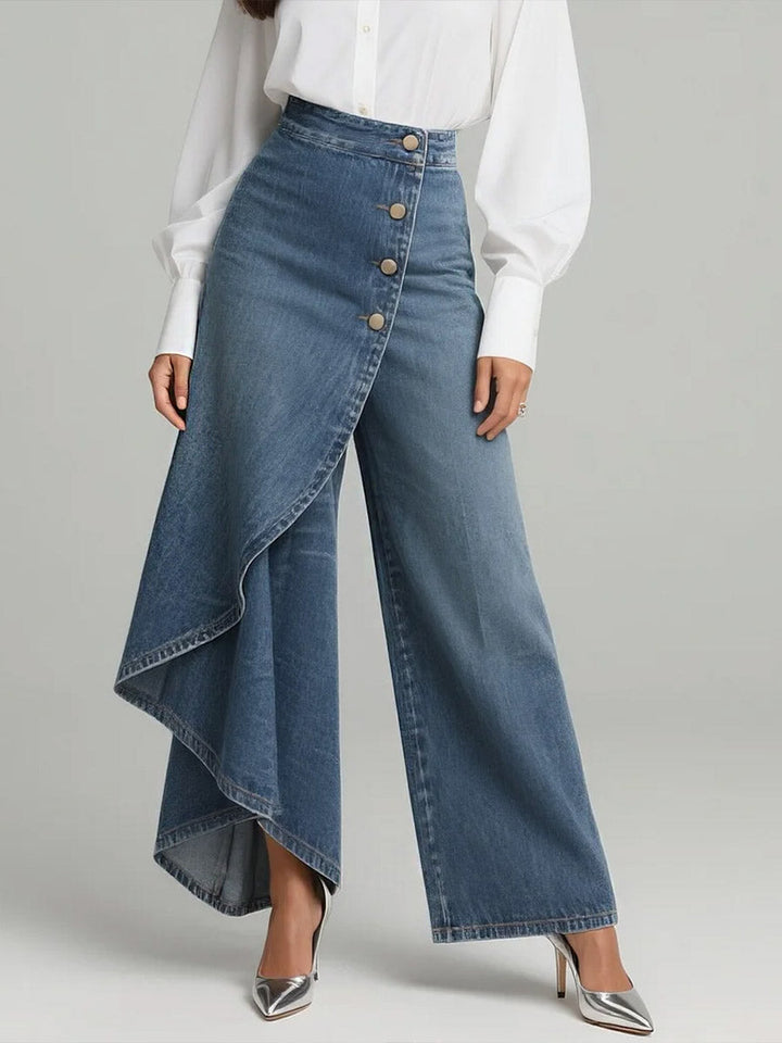 Martina | Jeans z visokim pasom in širokimi nogami, sproščen kroj v elegantnem dizajnu