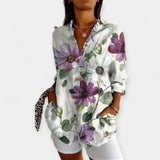 Bluza z Gumbi in Cvetnim Dizajnom