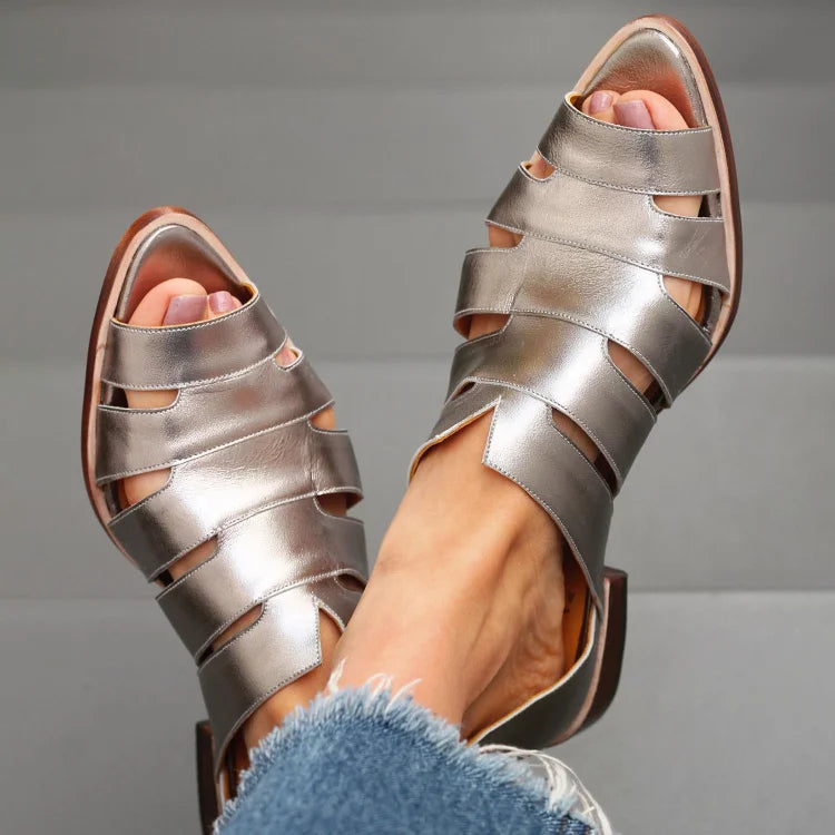 Balerinke cut-out peep toe slip-on casual na konici