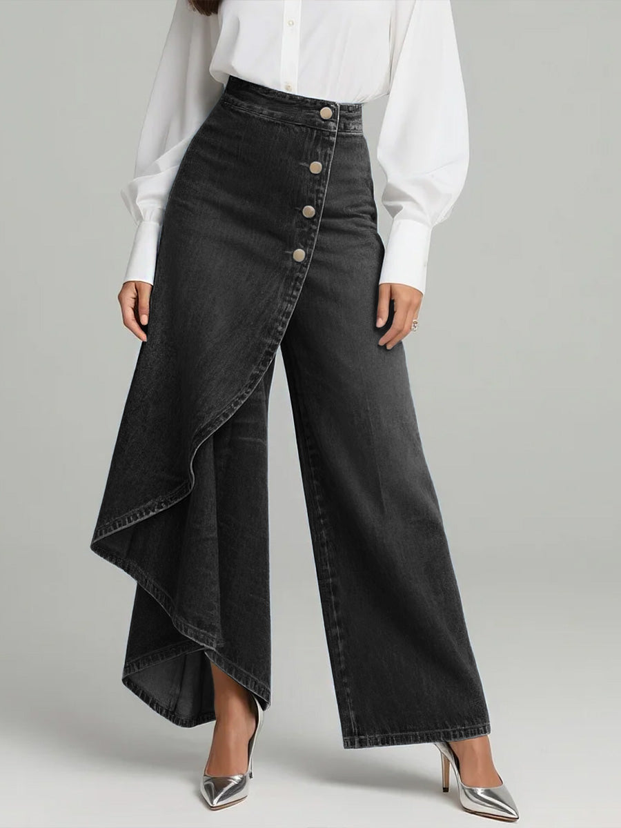 Martina | Jeans z visokim pasom in širokimi nogami, sproščen kroj v elegantnem dizajnu