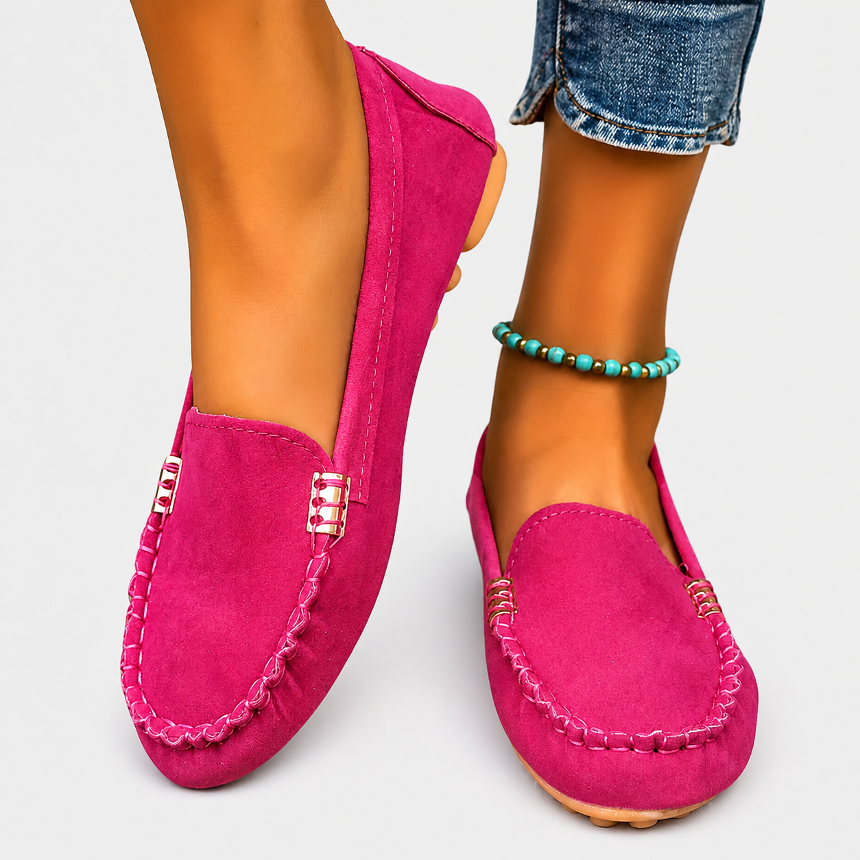 Kaia™ Balerinke Mocassino Almo Ljubljana, elegantne usnjene čevlje za ženske s sproščenim slogom.