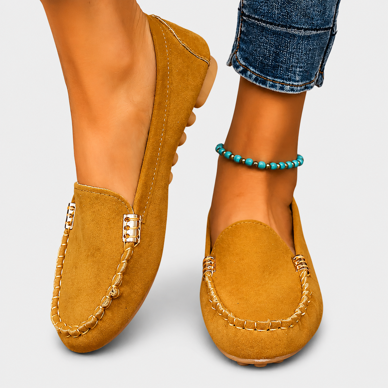 Modre balerinke Kaia™ Mocassino Alma Ljubljana, elegantne in udobne ženske čevlje s usnjenim zgornjim delom.