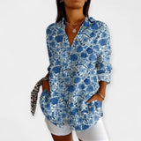 Bluza z Gumbi in Cvetnim Dizajnom