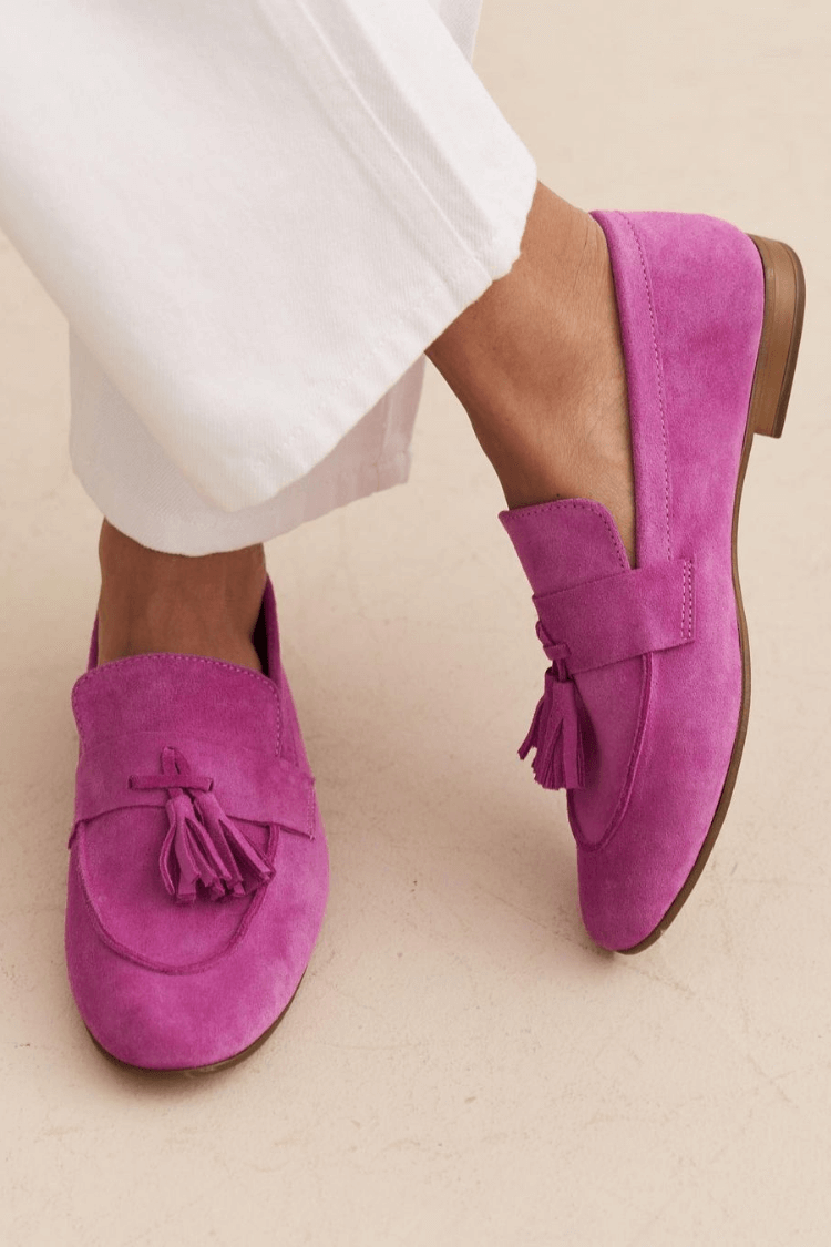 Zamshevni mokasini Magenta