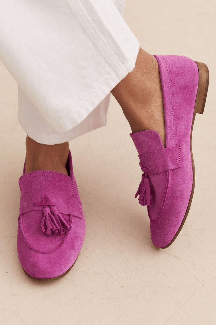 Zamshevni mokasini Magenta