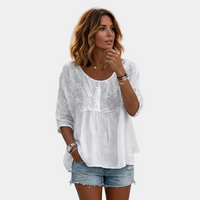 Nicole - Bluza patchwork z vezenimi cvetovi