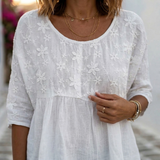 Nicole - Bluza patchwork z vezenimi cvetovi