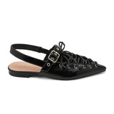 Črna čipkasta slingback