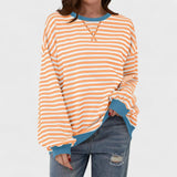 Ksenija - Pulover z dolgimi rokavi in okroglim izrezom v črtah