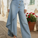 Martina | Jeans z visokim pasom in širokimi nogami, sproščen kroj v elegantnem dizajnu