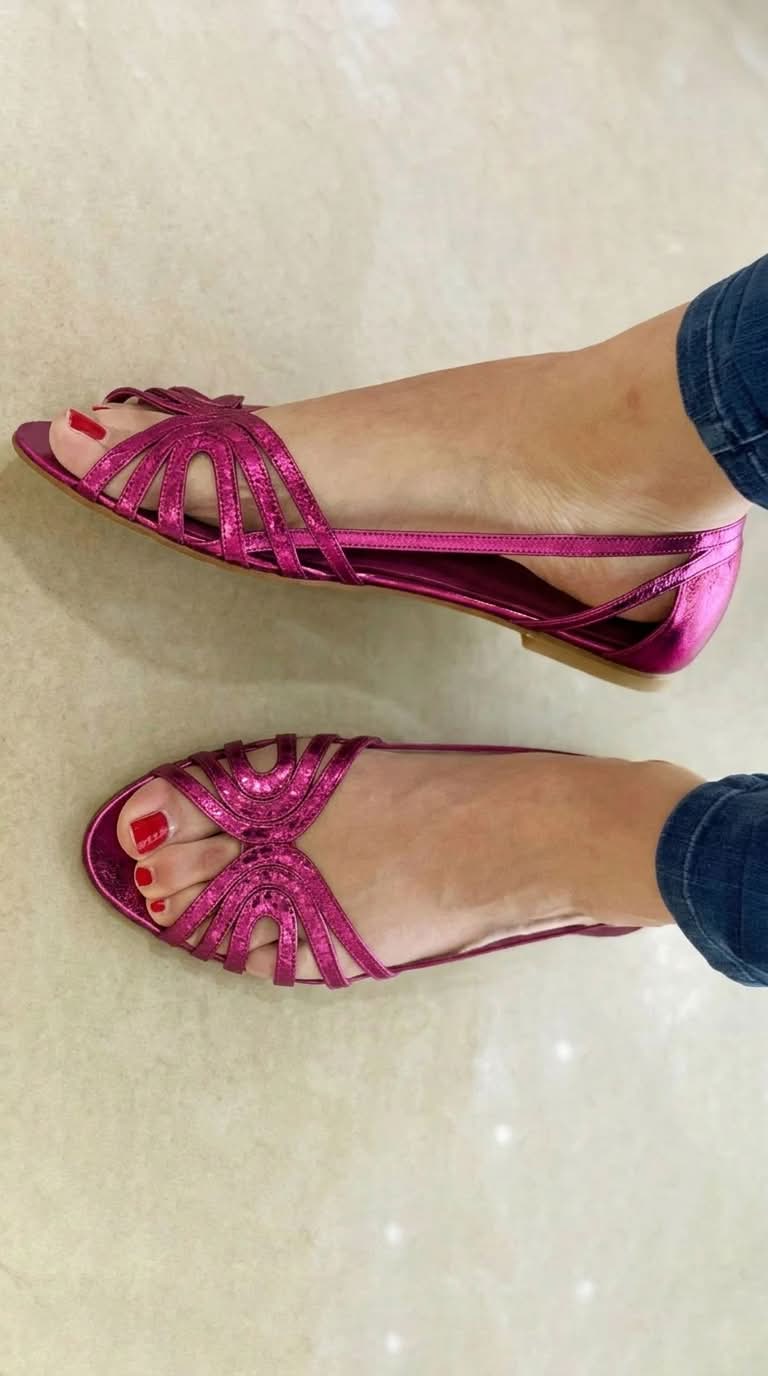 Sandali cut-out peep toe sijoči metalni