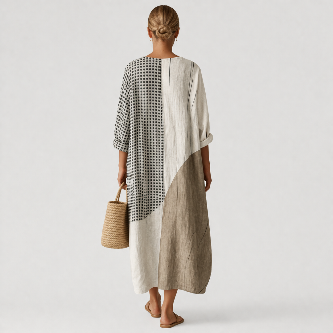Emma™ | Elegantna Črtasta Obleka