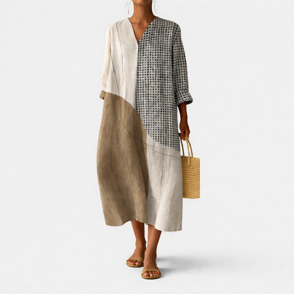 Emma™ | Elegantna Črtasta Obleka