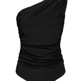 Črna bodysuit Flair od Mila Ljubljana, prikazana v packshotu, s prilagodljivim krojem in elegance.