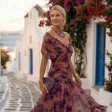 Xenia - Elegantna dolga obleka z V-izrezom