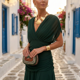 Xenia - Elegantna dolga obleka z V-izrezom