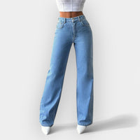 Jeans z Visokim Pasom in Širokim Krojem