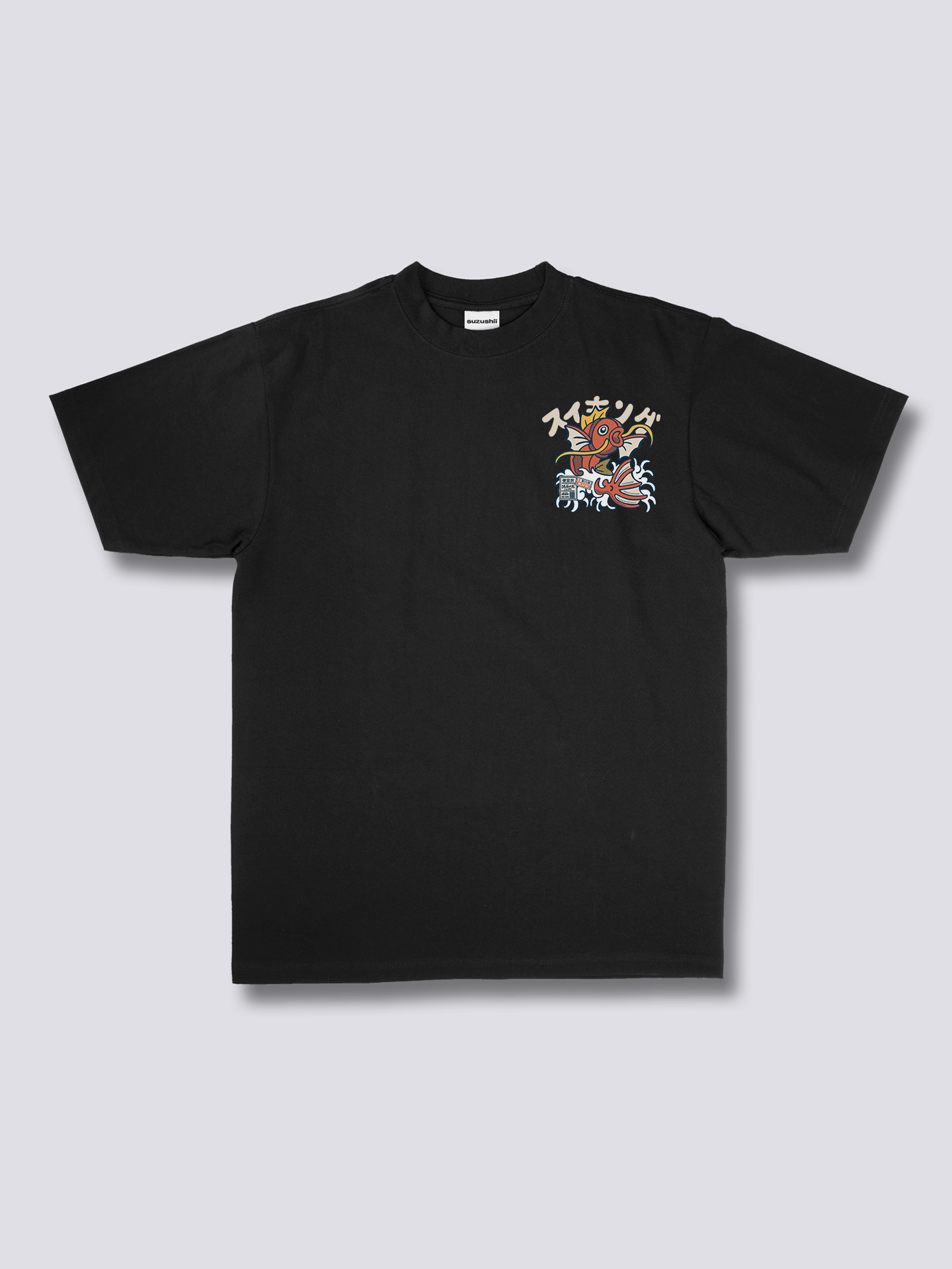 Črna moška majica T-shirt Šimun Koi King z motivom koi ribe na sprednji strani, znamka Mila Ljubljana.