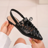 Črna čipkasta slingback