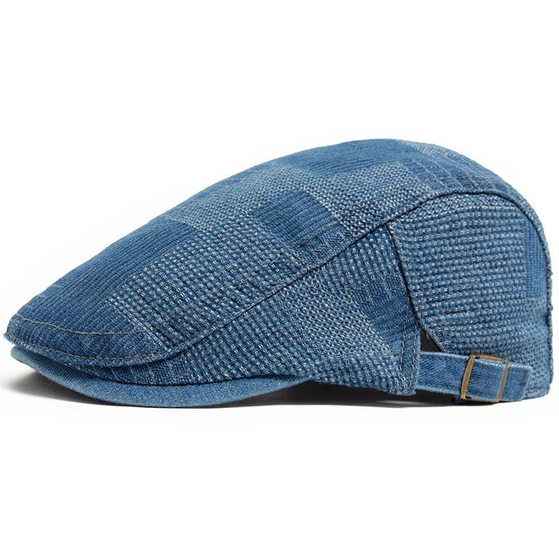Moška denim kapa Alma Ljubljana, modra in udobna, z razširjenim robom, za vsakodnevno rabo in sproščen stil.