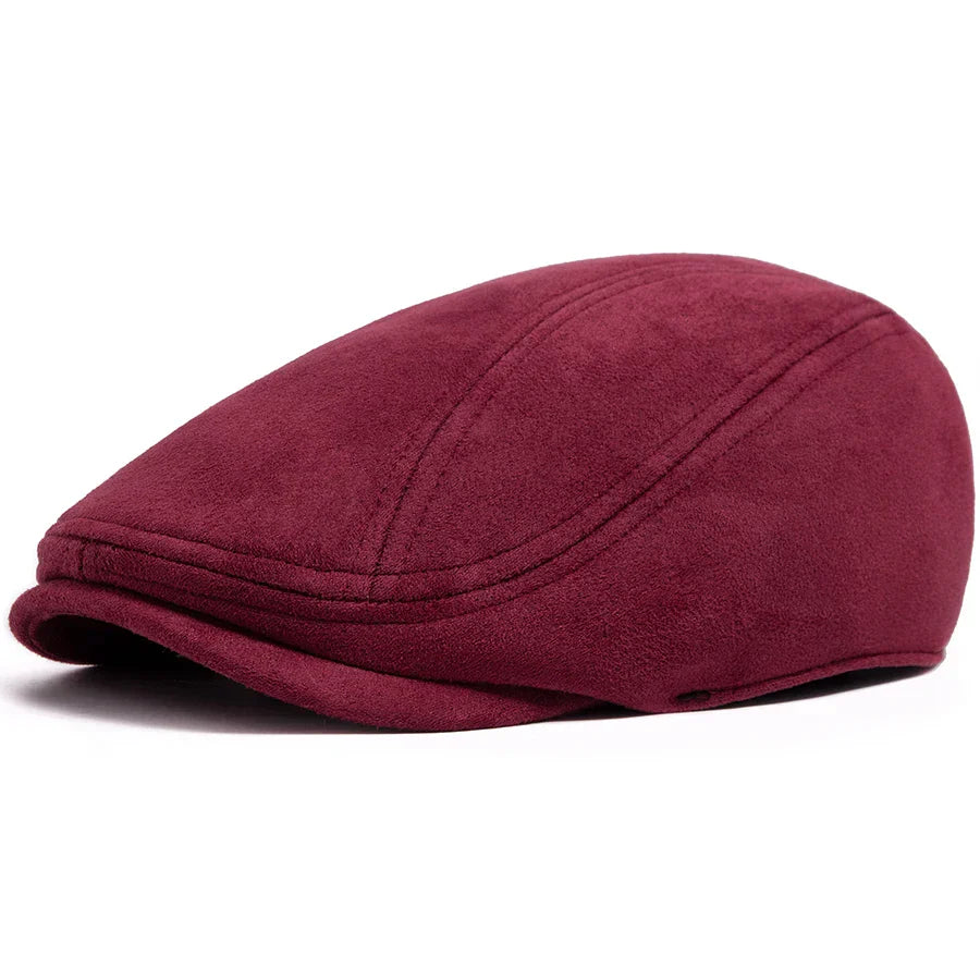 Alma Ljubljana klasična suede beret v rjavi barvi, eleganten modni dodatek za zimo in jesen.