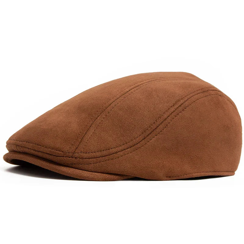 Alma Ljubljana Klasična suede beret, modra klasična ženska pokrivala za glavo, elegantna in trendovska.