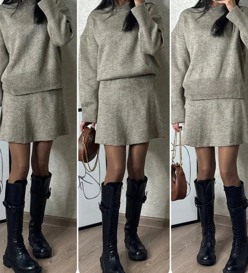 Velara - Pleten Set - Oversize Pulover + Mini Krilo