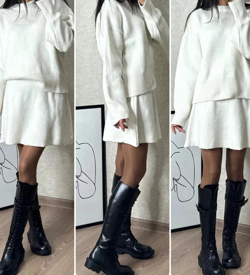 Velara - Pleteni Set - Oversize Pulover + Minica