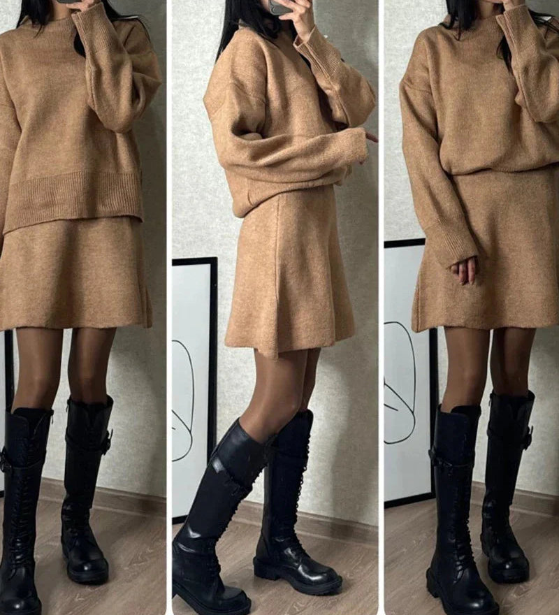 Velara - Pleteni Set - Oversize Pulover + Minica
