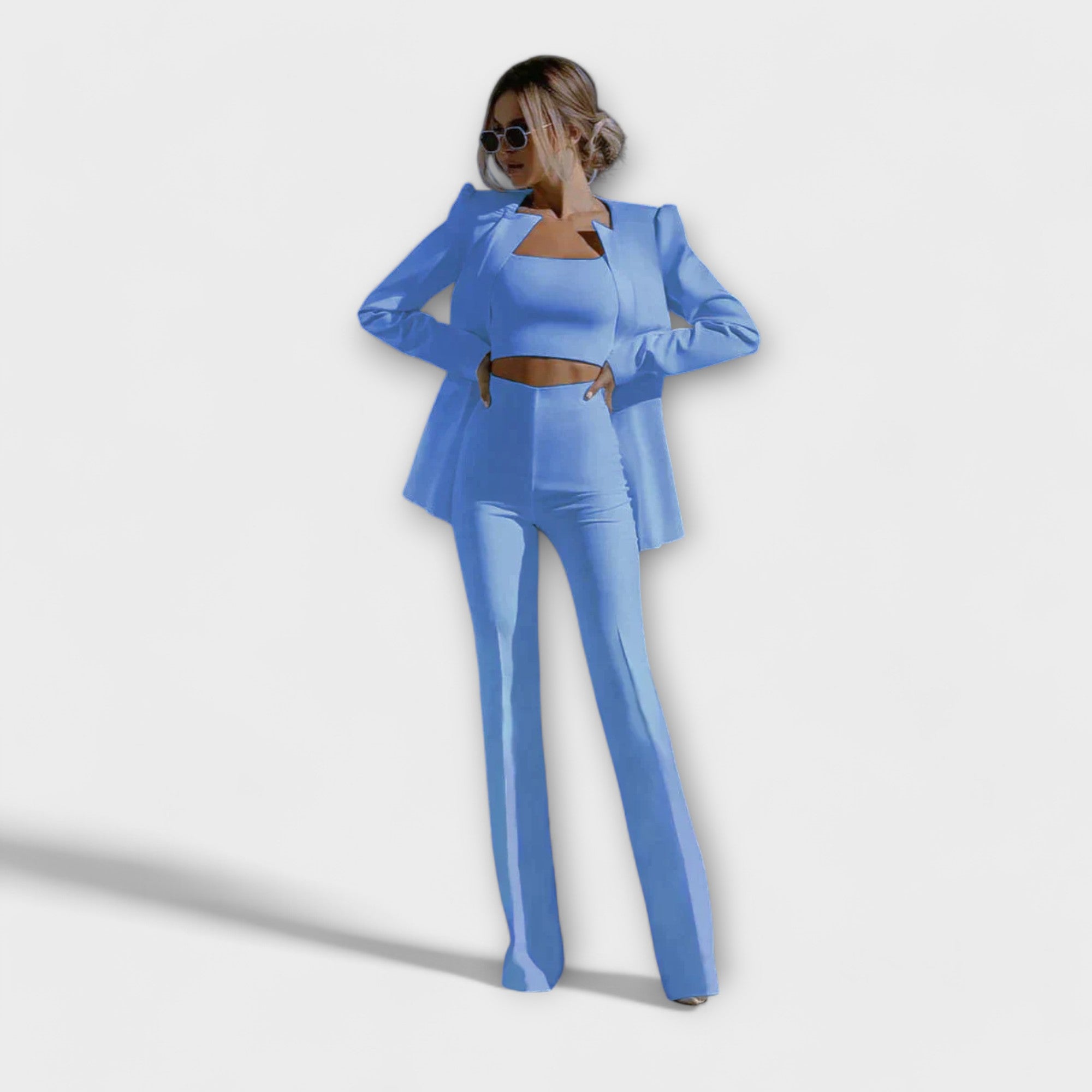 Jasmila – Eleganten Set iz 3 Delov (Blazer, Top, Hlače)