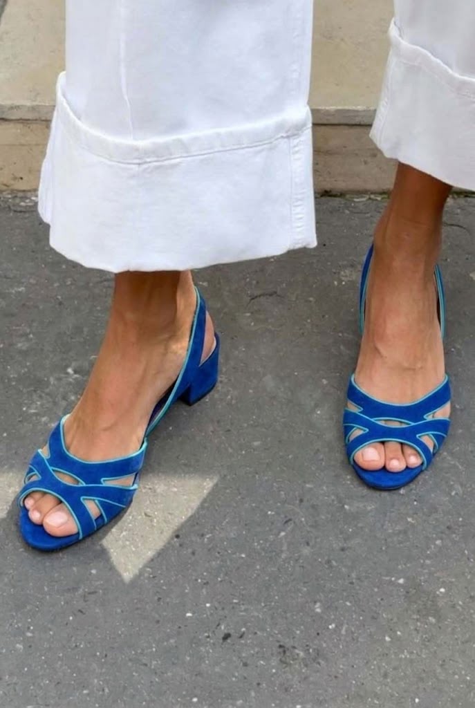 Sandali cut-out peep toe nizki na klik