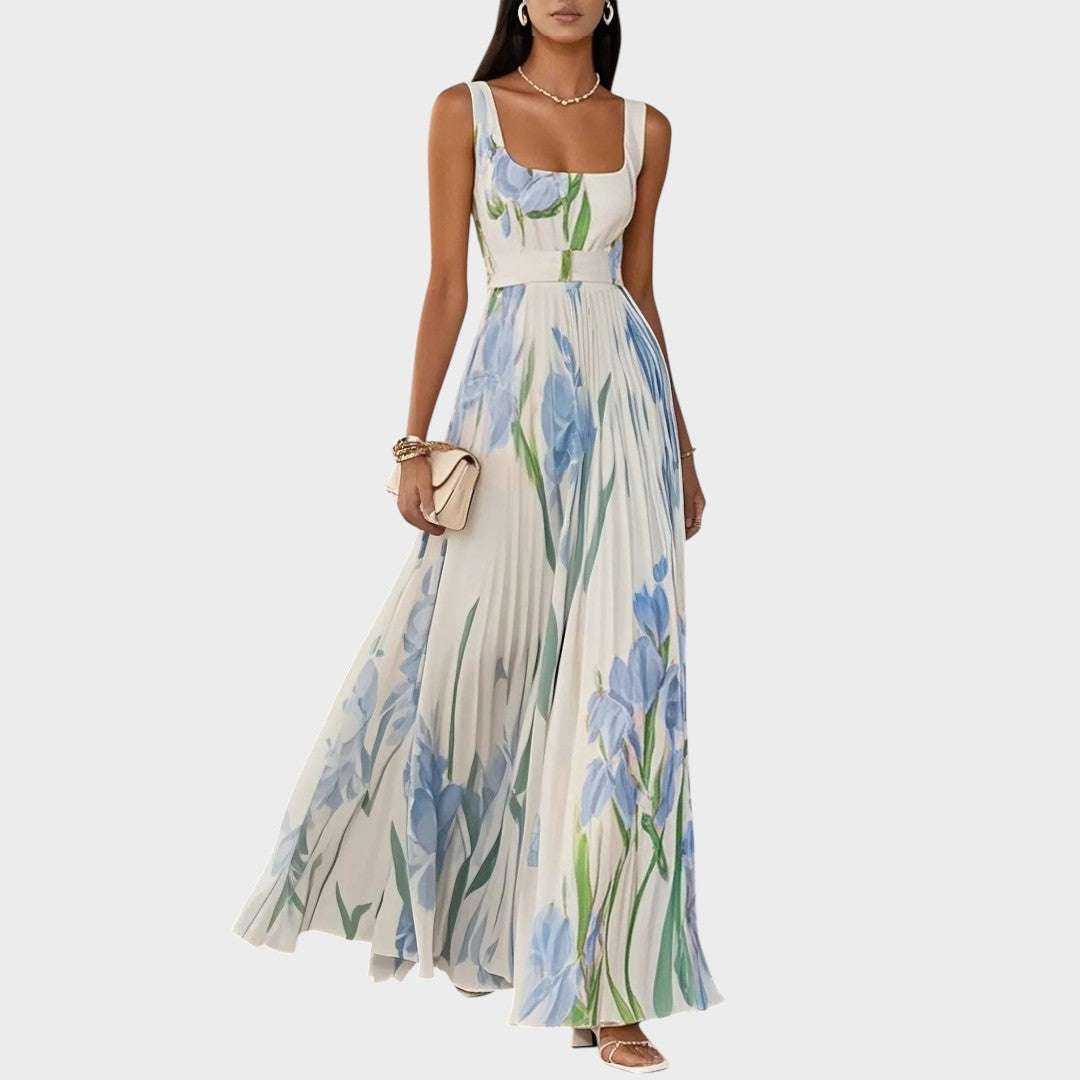 Elaina - Cvetna obleka z naborki