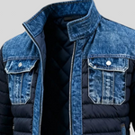 Nikola klasična dvostruka denim jakna Mila Ljubljana, modra, s spuščenimi ramenimi in klasičnim krojem, visoka kakovost.