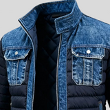 Nikola klasična dvostruka denim jakna Mila Ljubljana, modra, s spuščenimi ramenimi in klasičnim krojem, visoka kakovost.