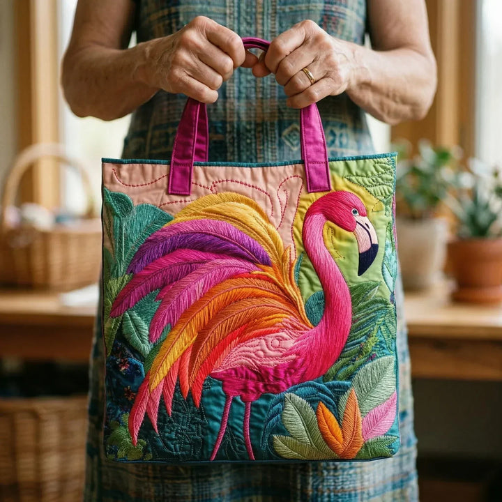 Ročno izdelana torba | Flamingo in mavrica